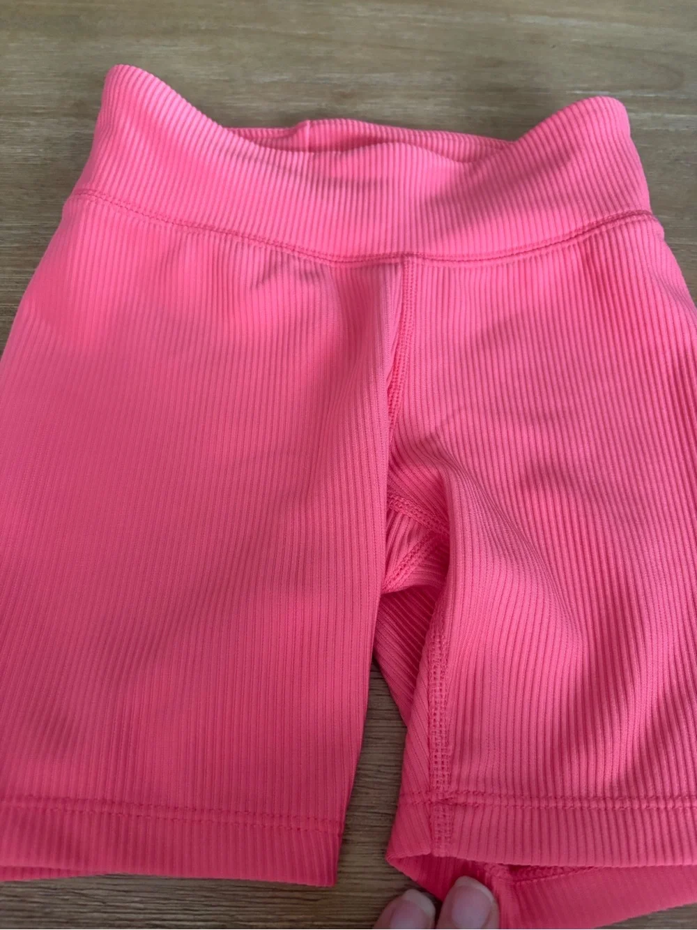 GAP Coral Pink Ribbed Bike Shorts + Navy Trim Shorts Set size 6/7